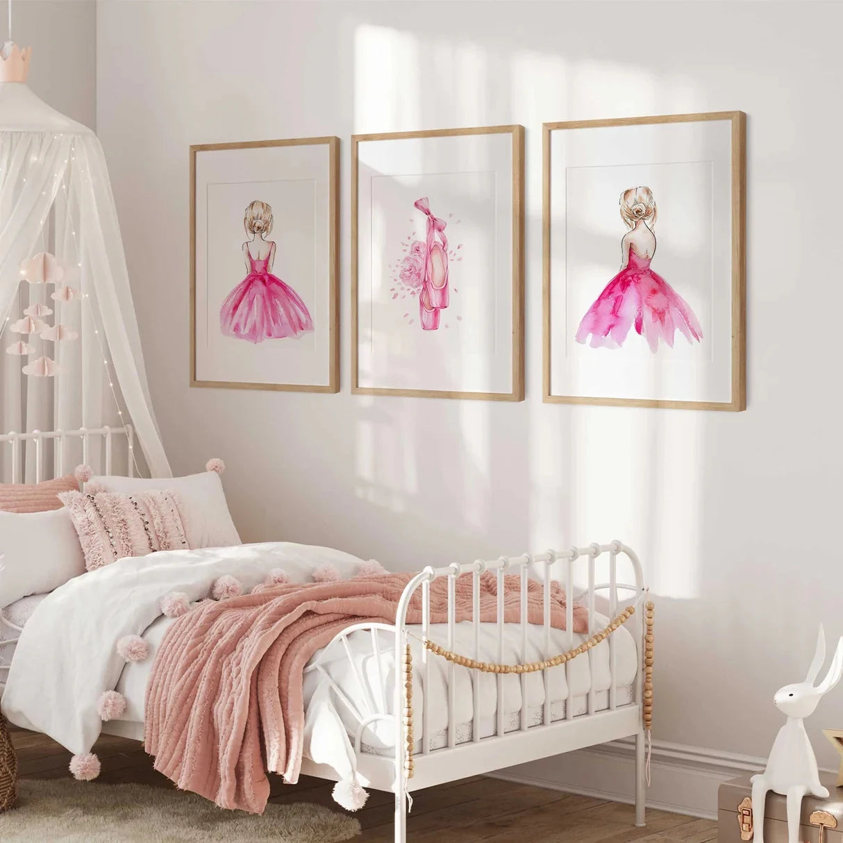 3-Piece Pink Ballet Canvas Wall Art | Girls Room Decor Print