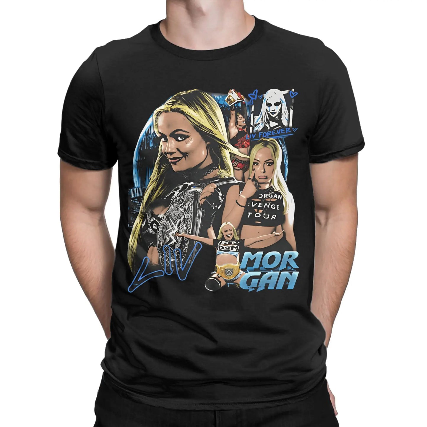 Liv Morgan T Shirt Men 100% Cotton Funny T-Shirts O Neck REVENGE Tee Shirt Short Sleeve Clothes Plus Size Peaceful Pleasures Health and Wellness