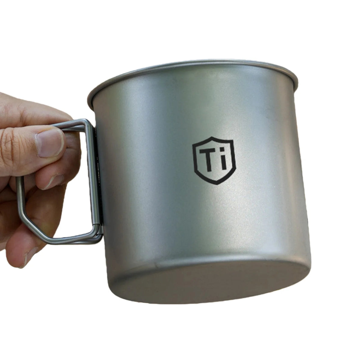 Titanium Alloy Mountainhiker Camping Cups with Foldable Handle Camping Coffee Mug Ultralight for Touring Trips Outdoor Hiking Peaceful Pleasures Health and Wellness
