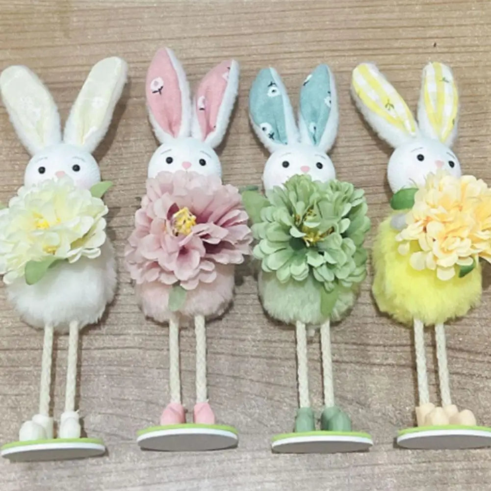 Easter Bunny Figurine | Spring Floral Rabbit Desktop Ornament