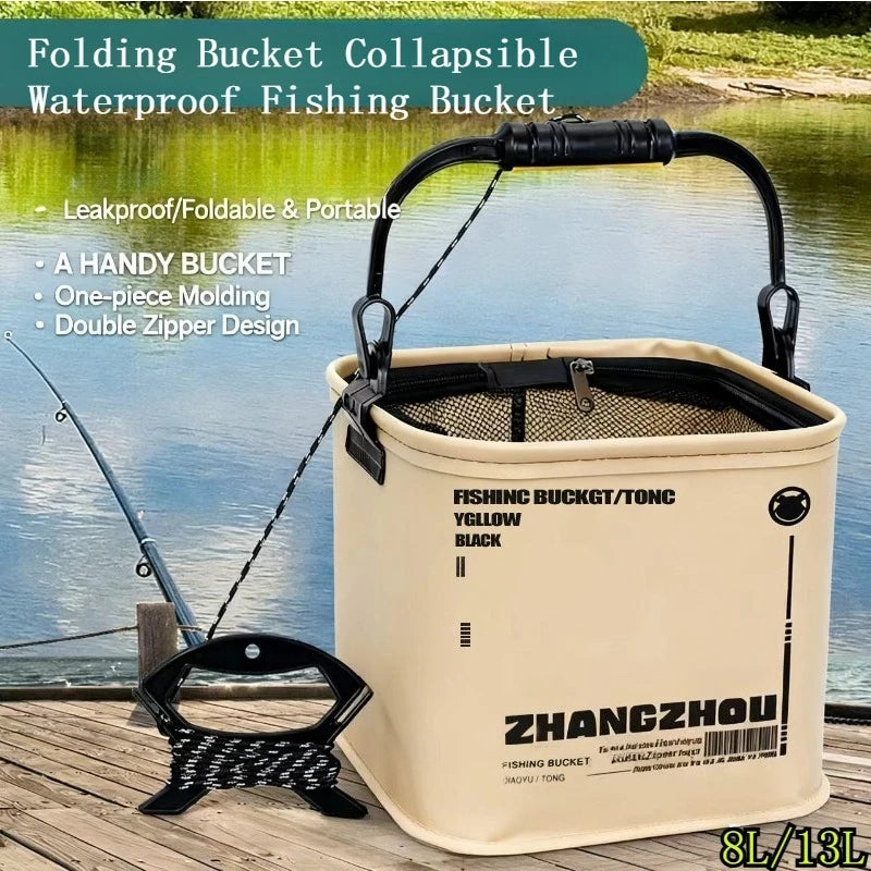 Large Capacity Fishing Tackle Storage Bucket, 8L/13L Durable Suitcase for All Fishing Gear and Outdoor Angling Accessories Peaceful Pleasures Health and Wellness