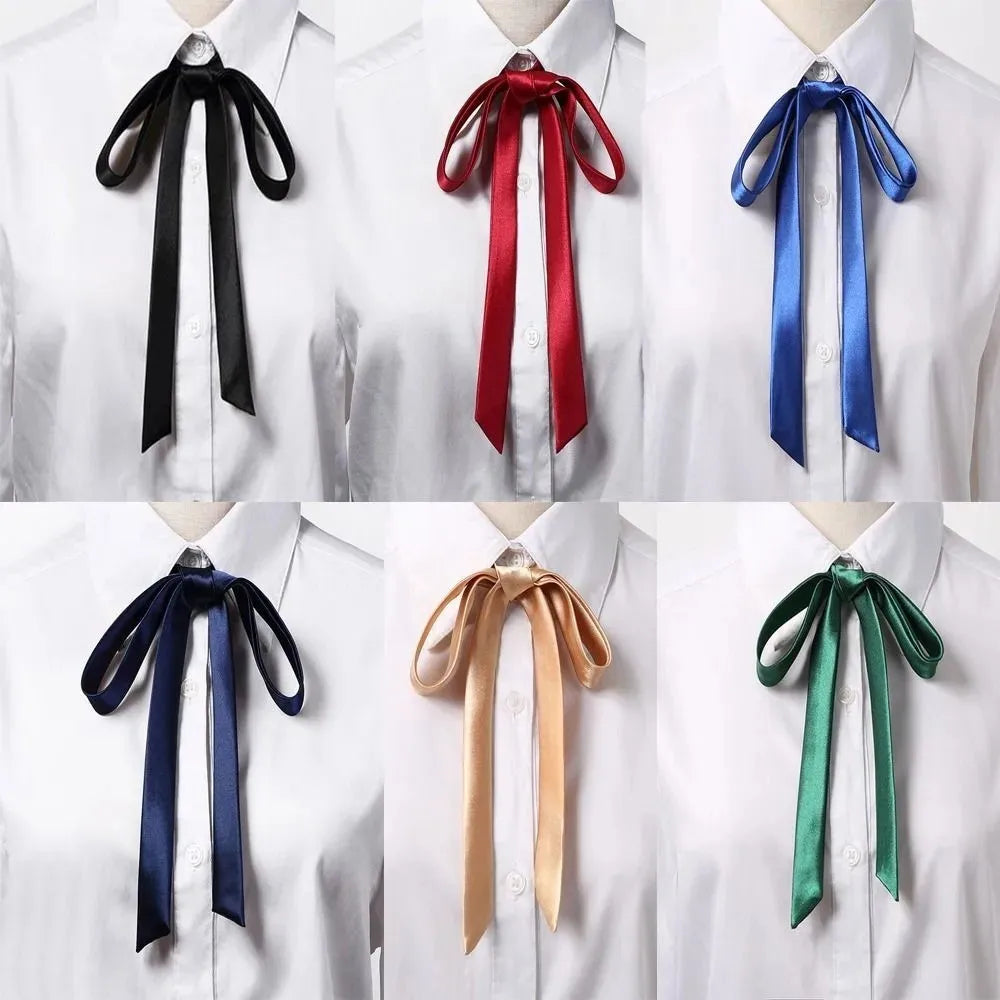 Korean Small Tie Bowtie College Style School Uniform Shirt Accessories Men's Women's Long Section Streamers Collars Flowers Peaceful Pleasures Health and Wellness