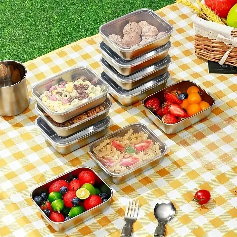 5pcs Stainless Steel Food Storage Stackable Meal Prep Boxes for Kitchen Fridge Lunch Ideal for Meal Prep Travel Kitchen Storage Peaceful Pleasures Health and Wellness