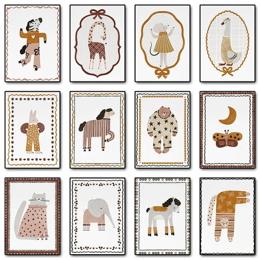 Boho Nursery Canvas Wall Art | Cute Animals Kids Room Decor Nursery Canvas Print Peaceful Pleasures Health and Wellness