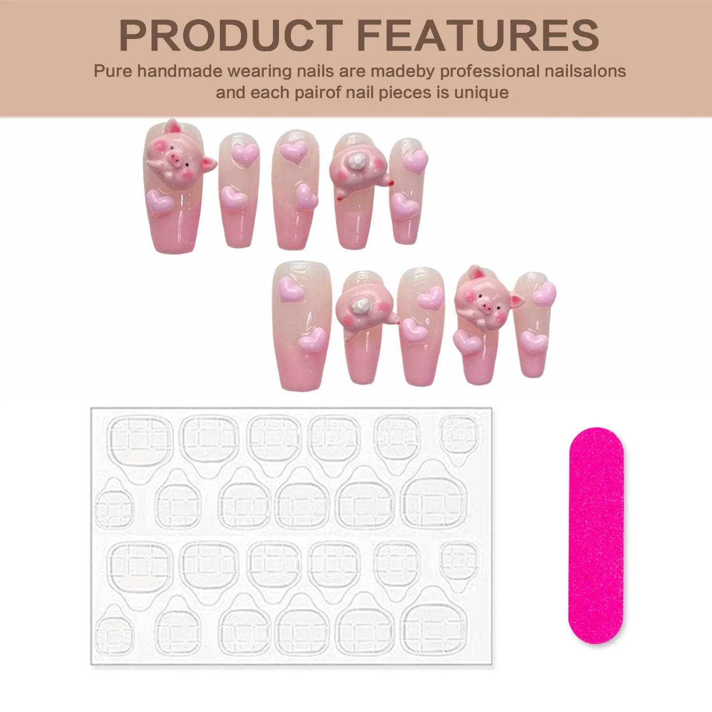YADORNOS Gradient Pink Press-On Nails | Full Cover Resin Set