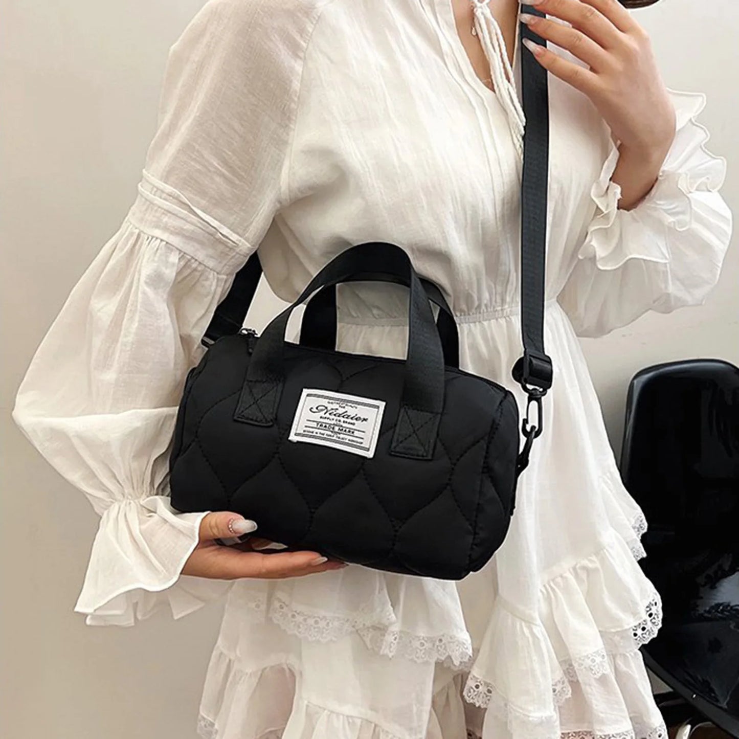 Women Cotton Tote Bag Crossbody Handbag for Gym Travel Leisure Use with Waterproof Coating Peaceful Pleasures Health and Wellness