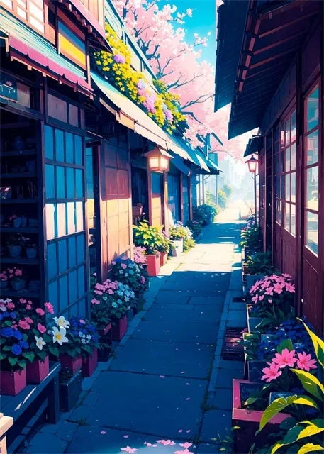 Japanese Sakura Street Canvas Wall Art | Unframed Poster Print Canvas Wall Art Peaceful Pleasures Health and Wellness ZLH5580 30x45cm No Frame