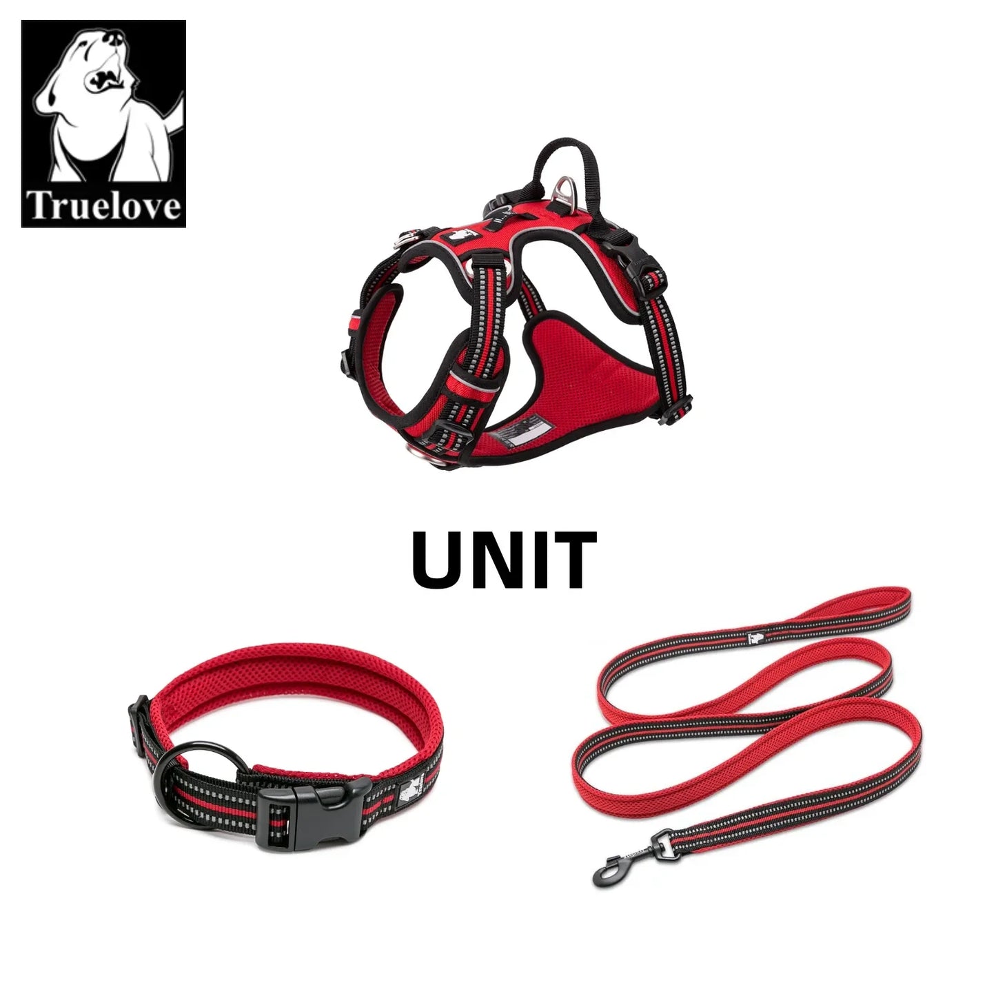 Truelove No-Pull Reflective Dog Harness Leash Collar Set Peaceful Pleasures Health and Wellness Red XS-LeashLength110CM China Mainland