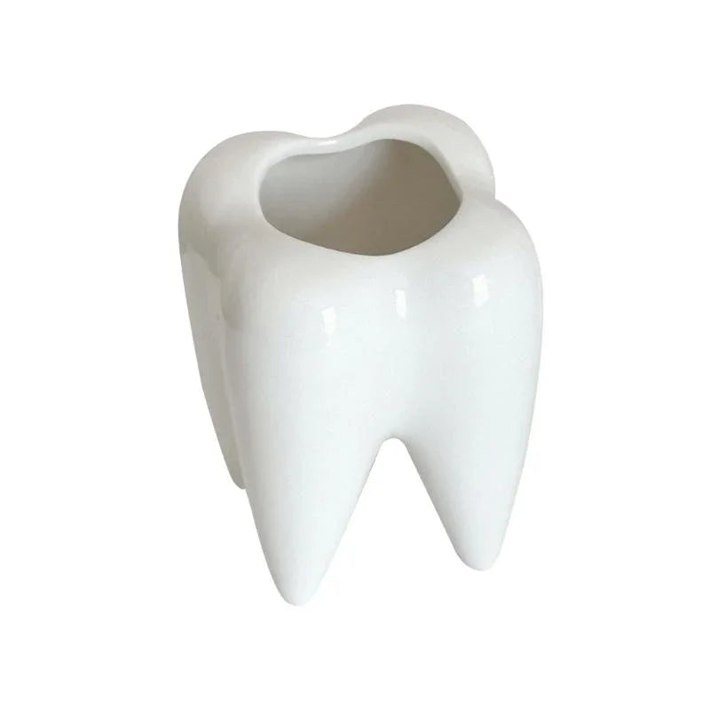 Tooth-Shaped Ceramic Pencil Holder & Succulent Pot | Desk Decor