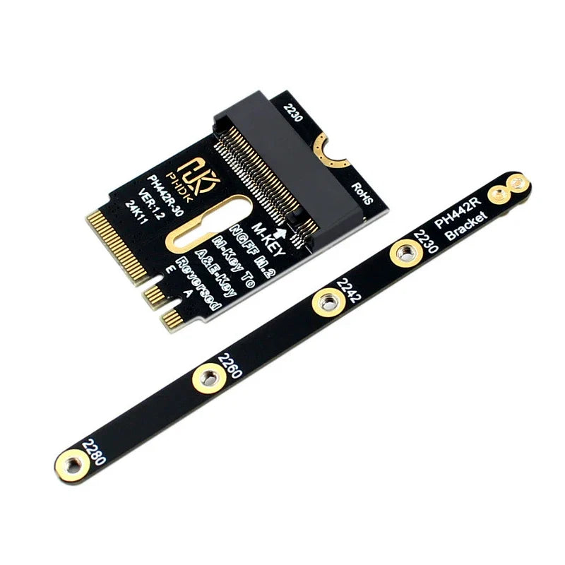M.2 A+E Key to NVMe SSD Adapter PCIe 4.0 Riser Card | 2230–2280