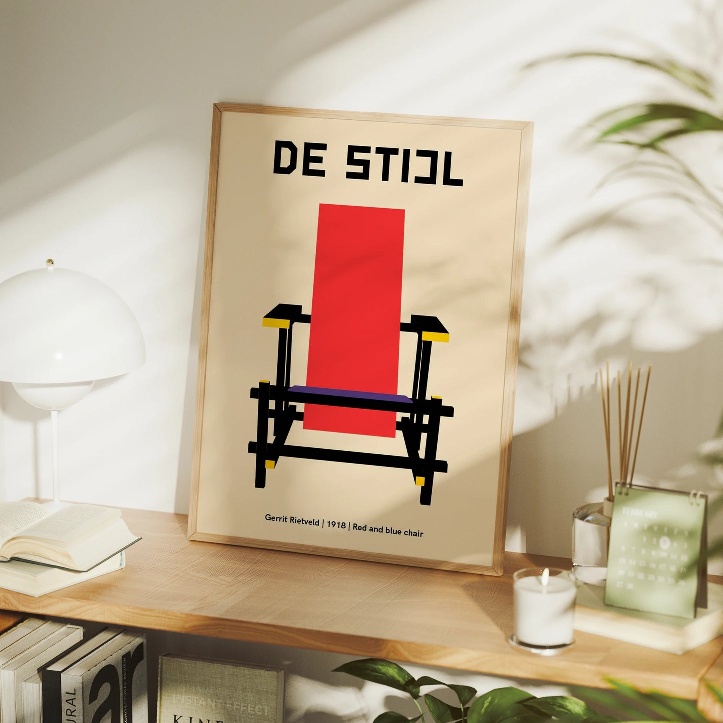 De Stijl Red & Blue Chair Canvas Wall Art | Minimalist Print