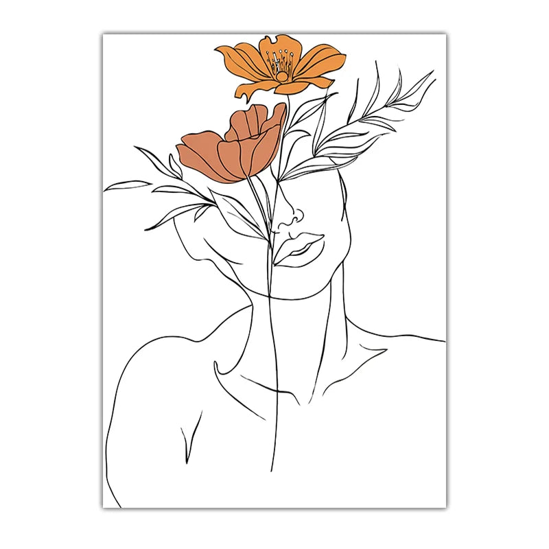 Abstract Minimalist Line Art Woman Canvas Print | Wall Decor Canvas Wall Art Print Peaceful Pleasures Health and Wellness 01 50x70cm NoFrame China Mainland