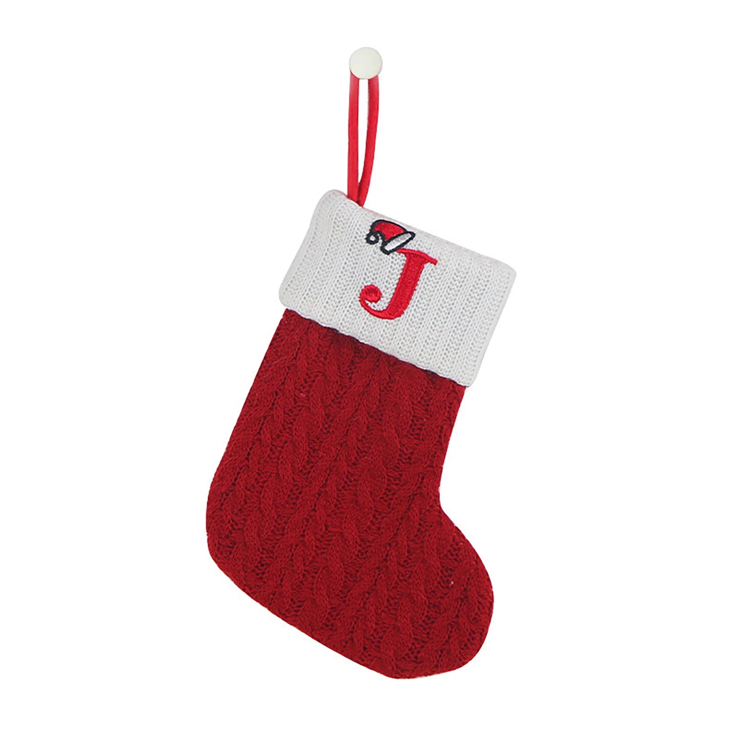 Personalized Knitted Christmas Stocking | Monogram Initial