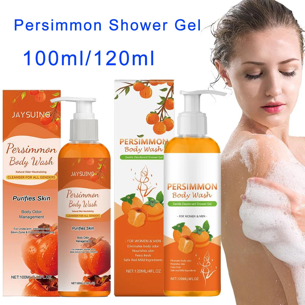 Persimmon Shower Gel Persimmon Extract For Men and Women Gentle on All Skin Types Deodorizing Soap Rose Scent Peaceful Pleasures Health and Wellness