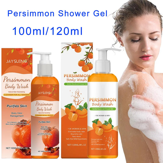 Persimmon Shower Gel Persimmon Extract For Men and Women Gentle on All Skin Types Deodorizing Soap Rose Scent Peaceful Pleasures Health and Wellness