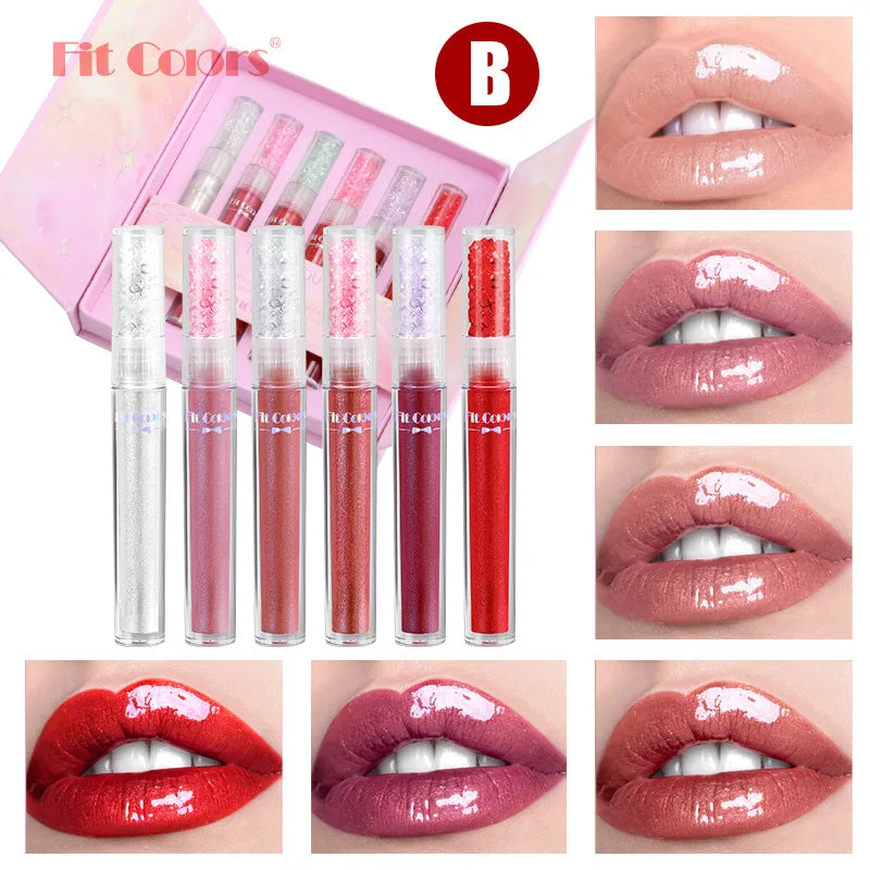 Fit Colors Diamond Lip Oil Gloss Set – 6 Shades Gift Box