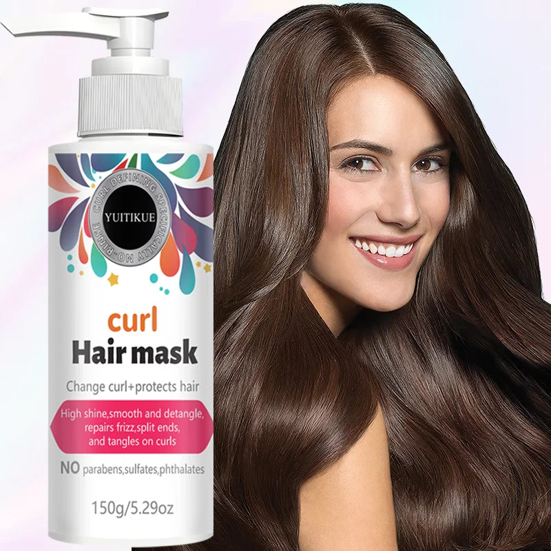 YUITIKUE Curl Hair Mask | No-Rinse Curl Defining Formula | For High Shine, Smooth Detangle & Frizz/Split End Repair 150g Peaceful Pleasures Health and Wellness