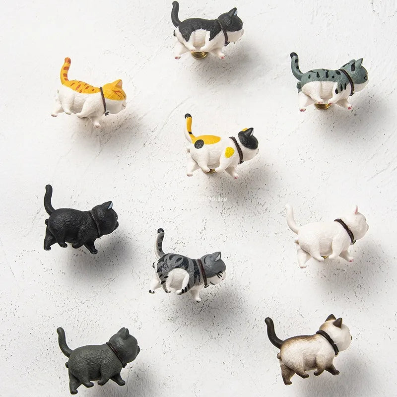 Brass Rotatable Cat Head Cat Handle Cartoon Wardrobe Door Handle Cute Drawer Single Hole Small Handle Drawer Door Knob Peaceful Pleasures Health and Wellness
