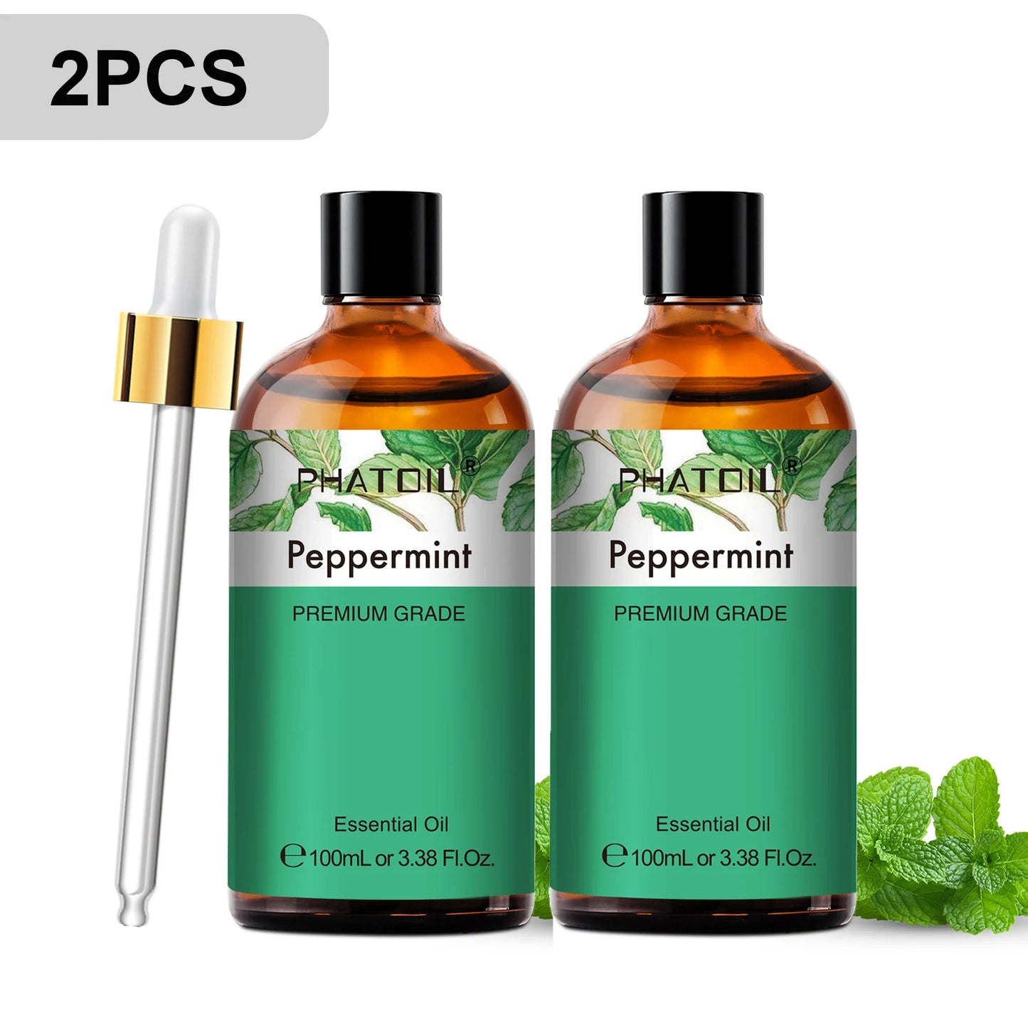 PHATOIL 2pcs/1pcs Lavender Aromatherapy Essential Oil For Diffuser,Candle Making-100ml Eucalyptus Jasmine Vanilla Cinnamon Oils Peaceful Pleasures Health and Wellness 2pcs Peppermint 100ml