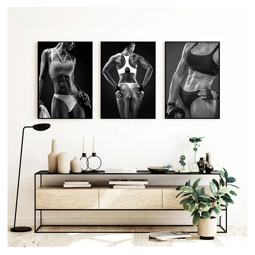 Nordic Fitness Woman Canvas Wall Art | Scandinavian Decor