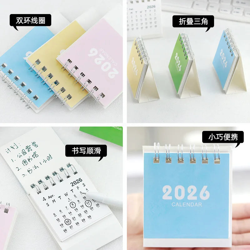 2026 Mini Simple Calendar Desk Calendar Creative Coil Calendar Planner Desktop Decorations Office Stationery Learning Planner Peaceful Pleasures Health and Wellness