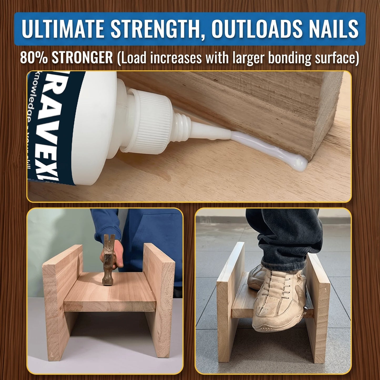 Fast Dry Wood Glue Strong Adhesive Heavy Duty Woodworking Furniture Repair DIY Crafts with Free Brush and Disposable Gloves Peaceful Pleasures Health and Wellness