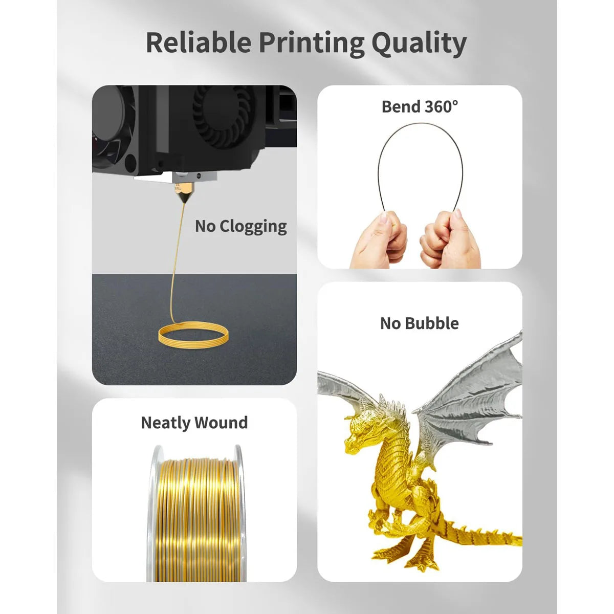Silk PLA Filament 1.75mm Dual Color Metal Shine | FDM 3D Printer