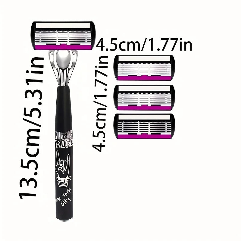 Men's 6-Layer Manual Razor with Replaceable Blade Refills