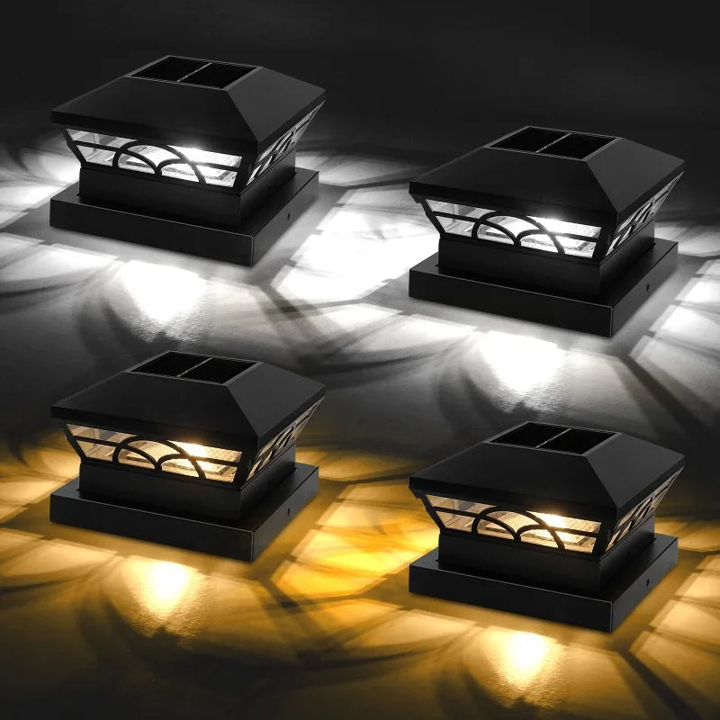 Solar Column Head Fence Lights | Waterproof Outdoor Garden
