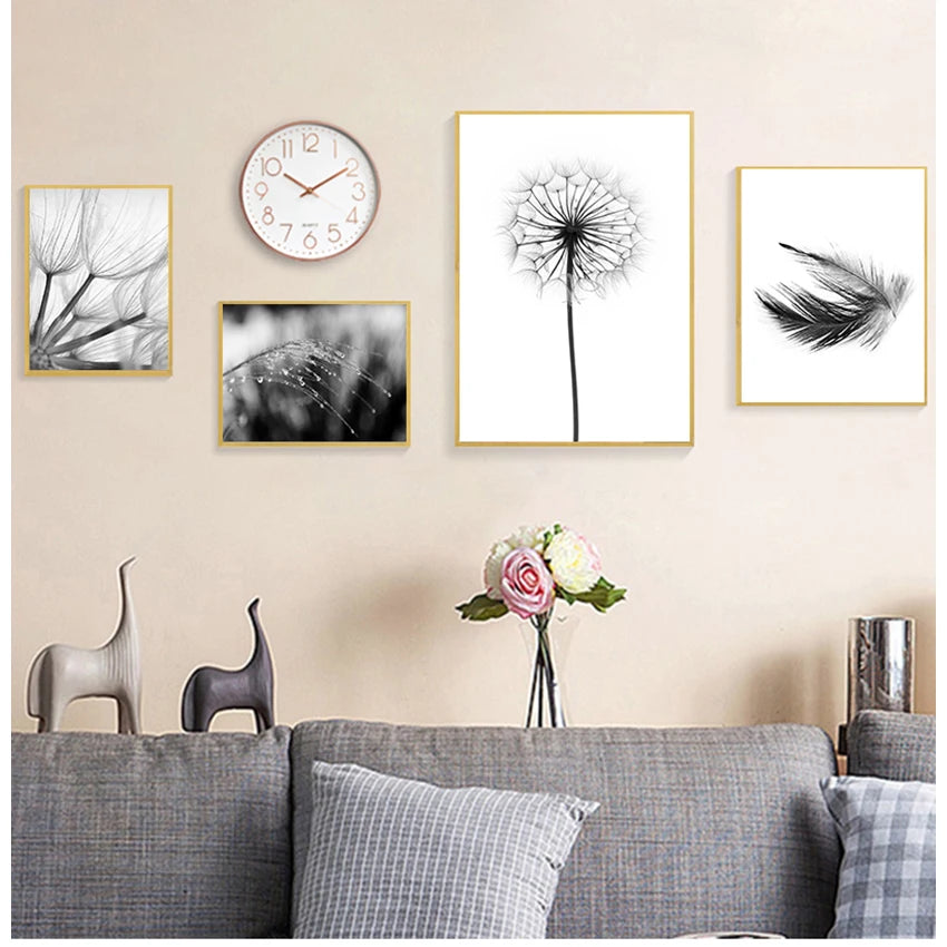 Art Modular Canvas Poster Bedside Background Home Decorative Prints Painting Reed Dandelion Feather Girl Pictures Wall Peaceful Pleasures Health and Wellness