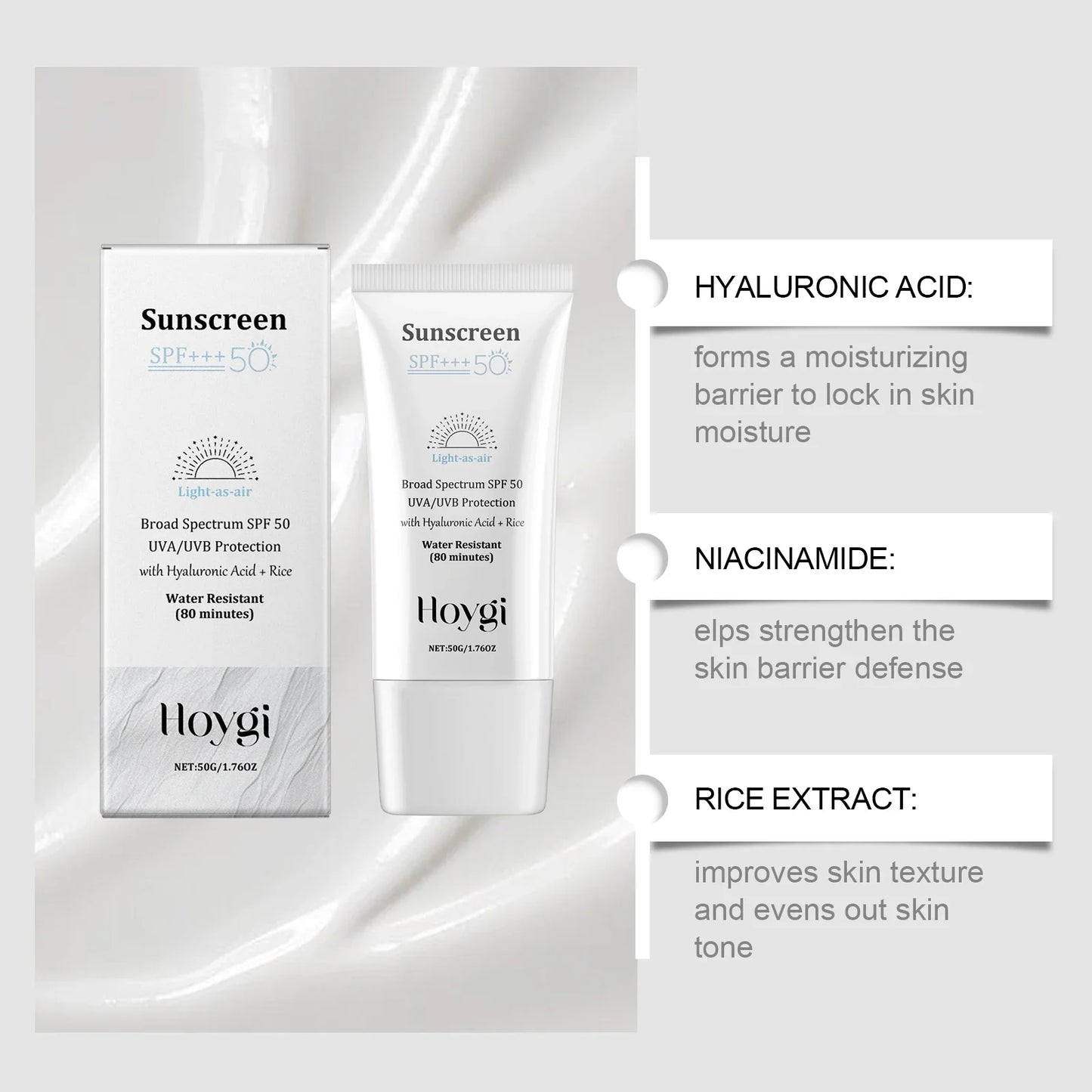 Hoygi SPF 50+ Hyaluronic Facial Sunscreen – Oil Control