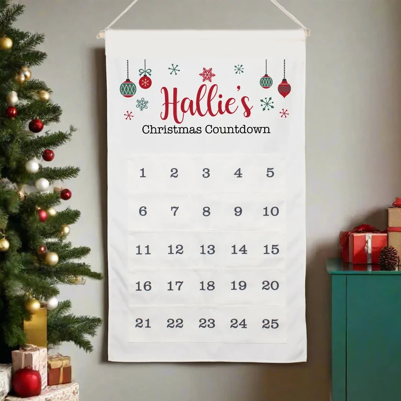 Personalized Christmas Advent Calendar with Pockets | Kids Gift Advent Calendar Peaceful Pleasures Health and Wellness