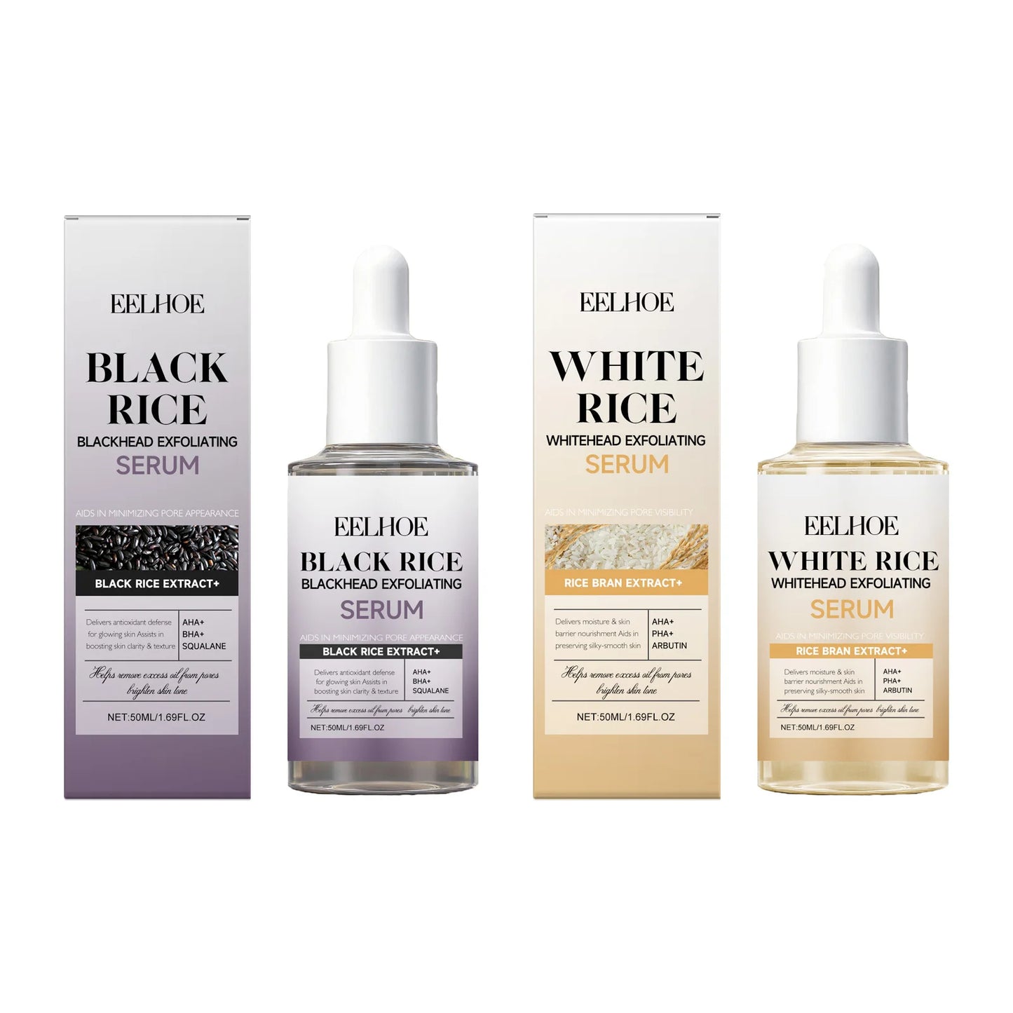Black & White Rice Exfoliating Serum Set – BHA & Niacinamide