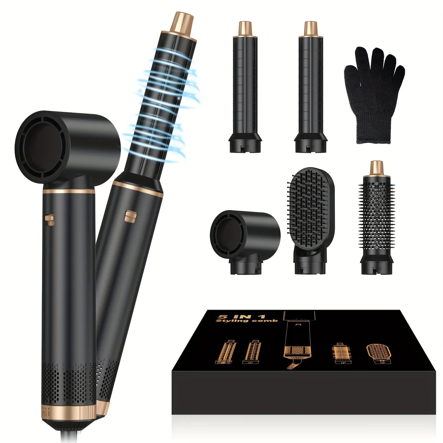 5-in-1 Hot Air Dryer Brush Set – Curl, Straighten & Style