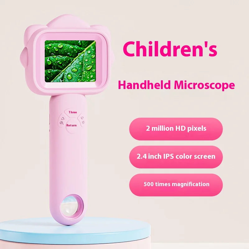 Children's Magnifying Microscope Cartoon Toy Shooting Portable Handheld Microscope Peaceful Pleasures Health and Wellness