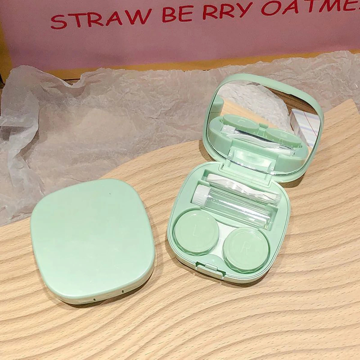 Simple macaroon contact lens box Cosmetic Contact Lenses box portable compact high value storage box, practical and simple Peaceful Pleasures Health and Wellness Green
