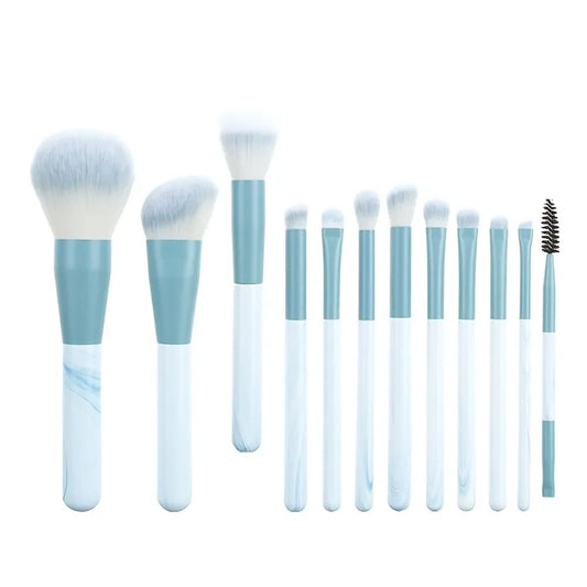 12-Piece Soft Makeup Brush Set – Foundation, Blush & Eyeshadow Makeup Brush Set Peaceful Pleasures Health and Wellness Blue