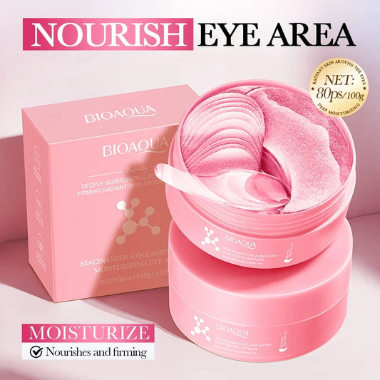 BIOAQUA Nicotinamide Collagen Eye Mask 80 Patches – Anti-Aging Collagen Eye Patches Peaceful Pleasures Health and Wellness