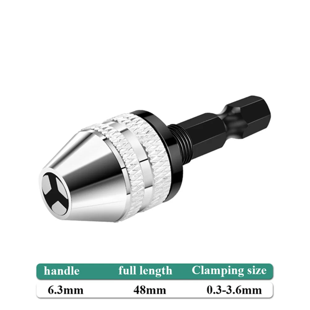 Keyless Drill Chuck Adapter 6.35mm Hex Shank Quick Change