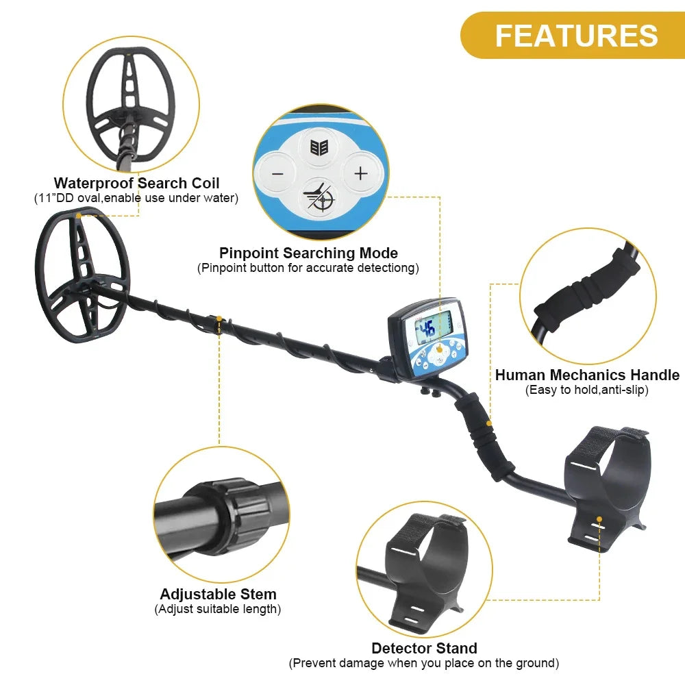 MT705 Professional Underground Metal Detector High Sensitivity Waterproof Search Coil Metal Detecting Tool Treasure Pinpointer Peaceful Pleasures Health and Wellness