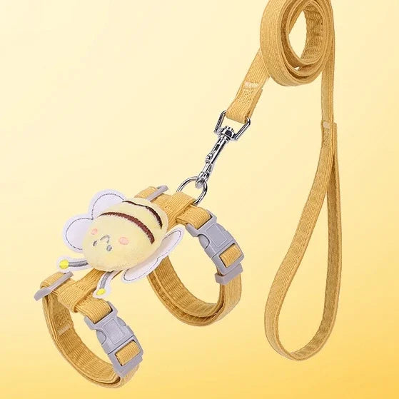 Cartoon Bee Cat Harness Leash Set – Adjustable Walking Vest