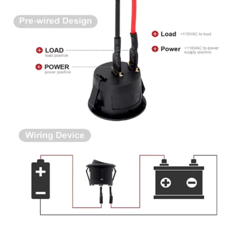 6Pcs Mini Rocker Switch 12 Volt ON Off Toggle Switch with Pre-Wired 6A/250V 10A/125V AC 12V DC Electrical Switches for DIY Apply Peaceful Pleasures Health and Wellness