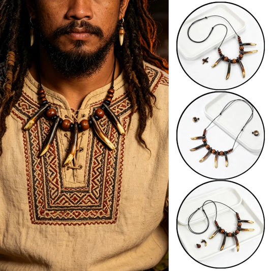 Viking Tribal Tooth Pendant Necklace Medieval LARP Costume Jewelry Peaceful Pleasures Health and Wellness