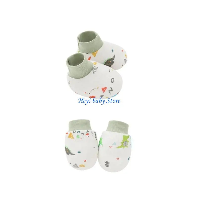 Baby Anti-Scratch Mittens & Socks Set – 2 Pairs Soft Cotton