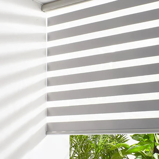 Custom Motorized Blackout Zebra Blinds | Day & Night Roller Shades Motorized Roller Blinds Peaceful Pleasures Health and Wellness
