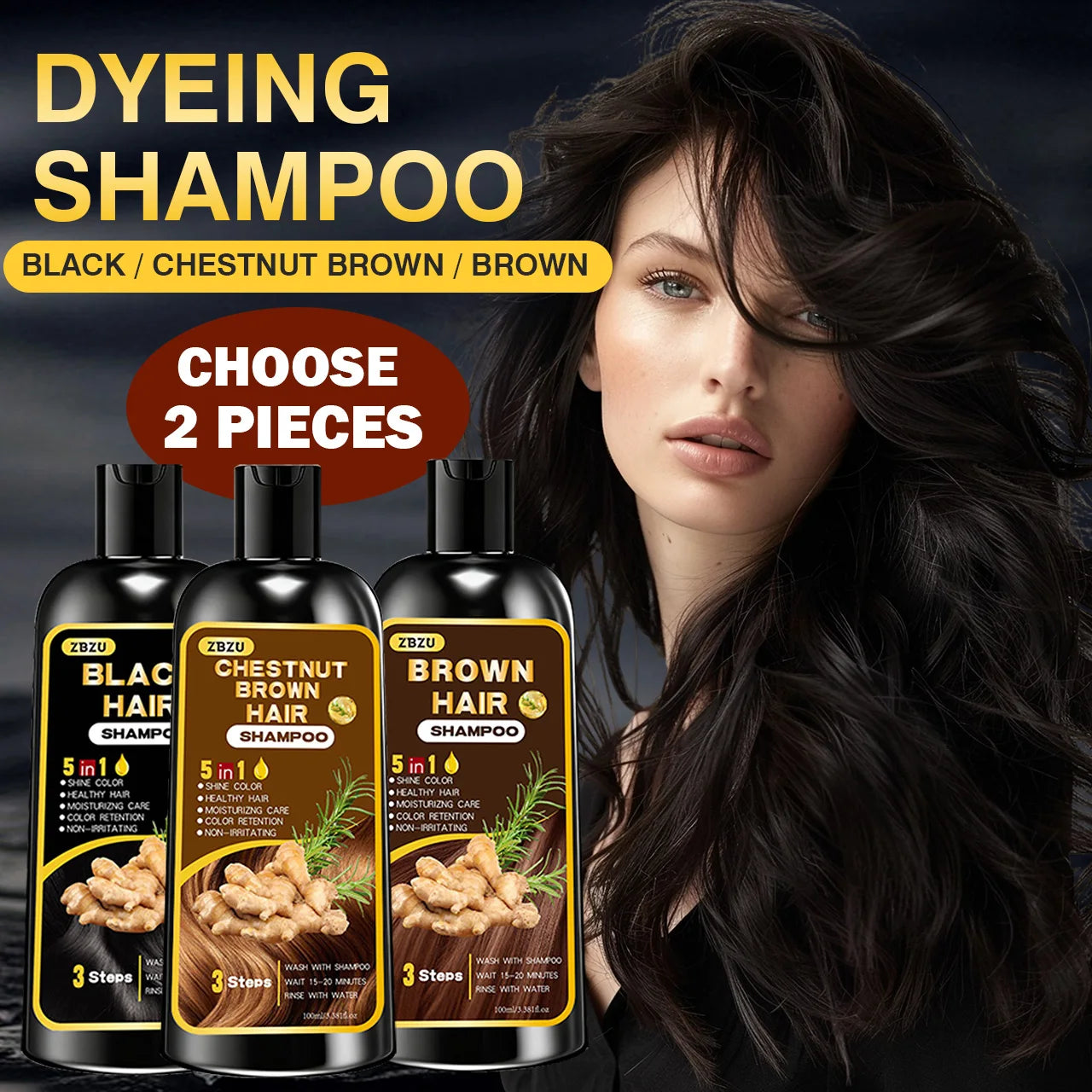 5-in-1 Ginger & Biotin Hair Dye Shampoo | Long-Lasting Gray Coverage, Strengthening & Nourishing Formula Peaceful Pleasures Health and Wellness