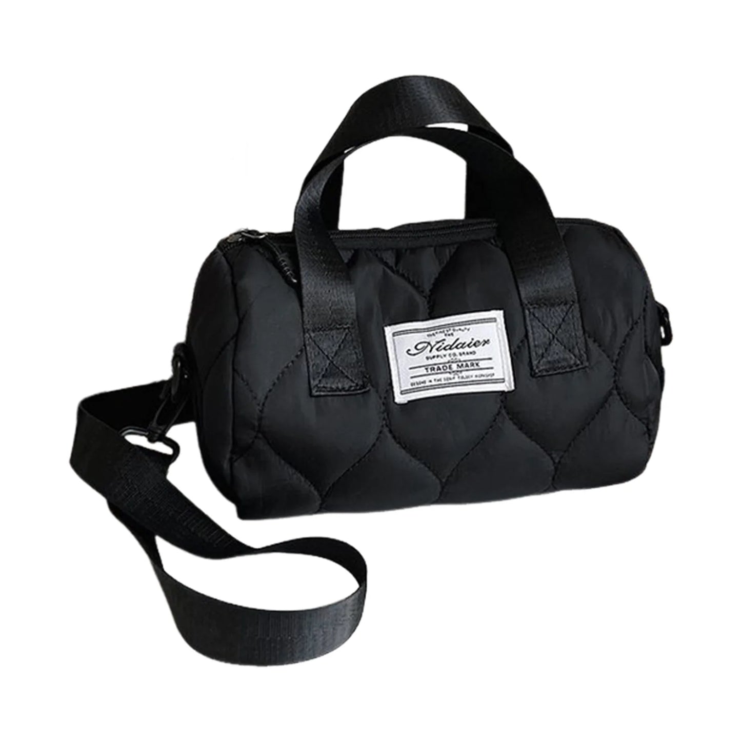 Women Cotton Tote Bag Crossbody Handbag for Gym Travel Leisure Use with Waterproof Coating Peaceful Pleasures Health and Wellness black