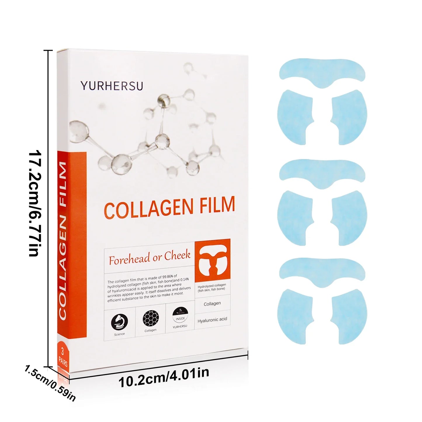 YURHERSU Collagen Soluble Film Mask – Hydrating Essence Patch 3pc