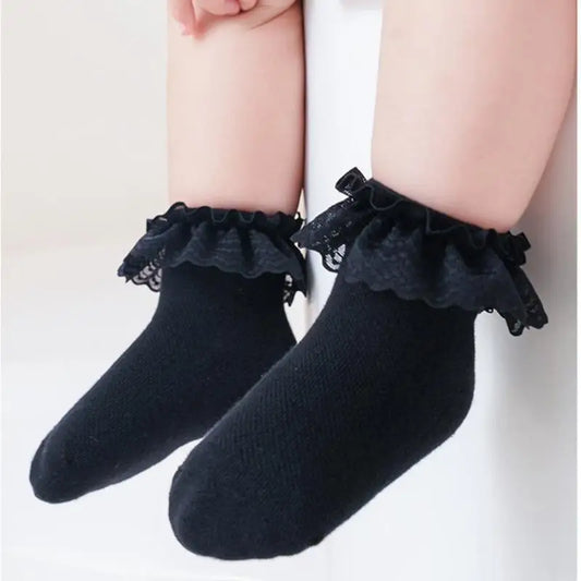 Baby Lace Trim Cotton Socks | Unisex 6-Pack, Ages 3–6 Baby Lace Socks Peaceful Pleasures Health and Wellness S China Mainland