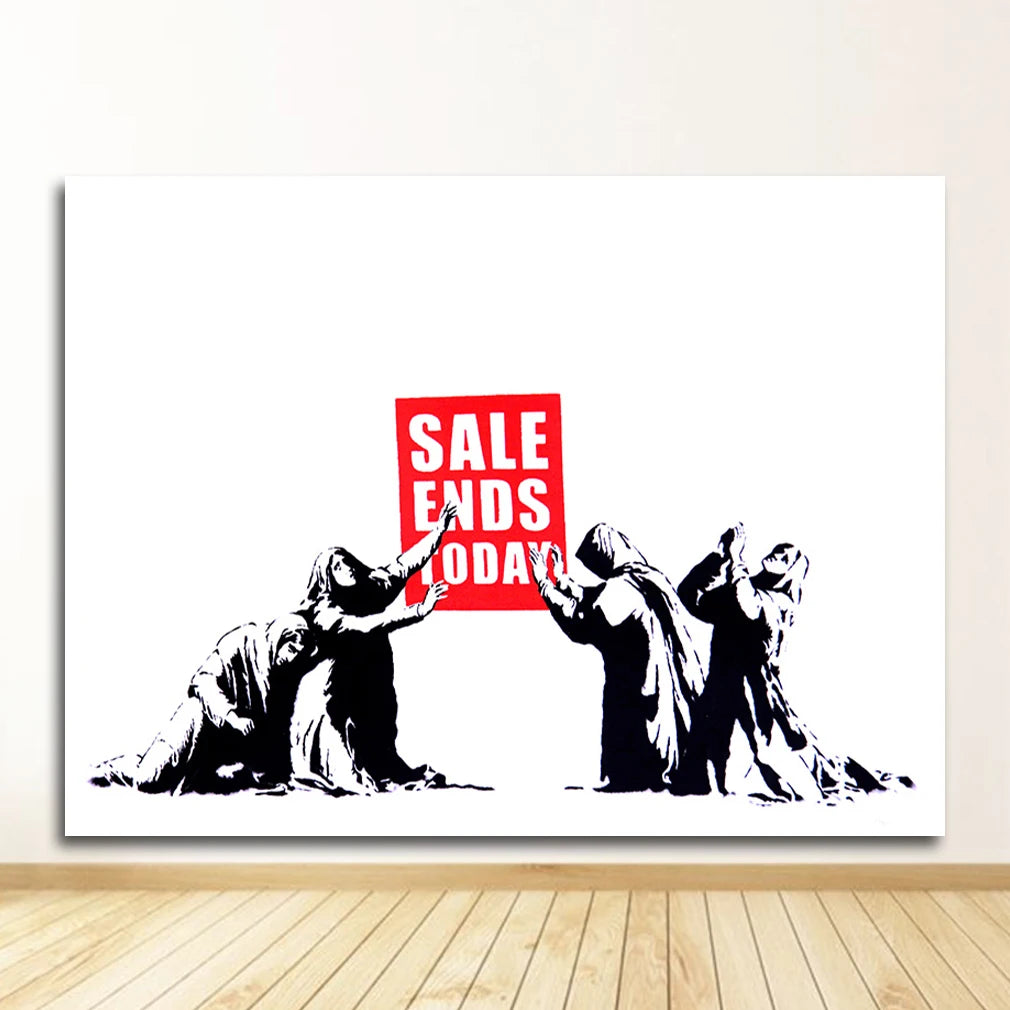 Banksy Abstract Canvas Wall Art Print | Nordic Living Room Decor